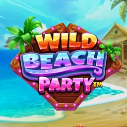 wild beach party written in colorful letters on a beach