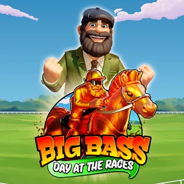 big bass day at races in text and a man in green suit